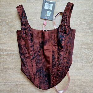 NWT House of CB Rafa Antique Copper Satin Longline Corset Size XS New With Tags